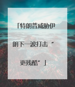 特朗普威胁伊朗下一波打击“更残酷”
