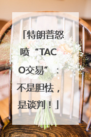 特朗普怒喷“TACO交易”：不是胆怯，是谈判！