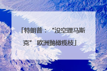 特朗普：“没空理马斯克” 欧洲抛橄榄枝