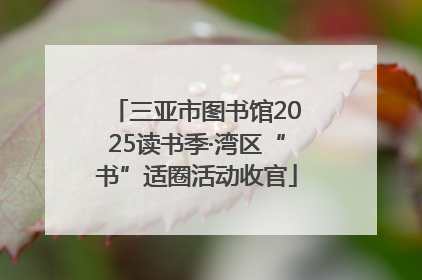 三亚市图书馆2025读书季·湾区“书”适圈活动收官