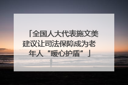 全国人大代表施文美建议让司法保障成为老年人“暖心护盾”