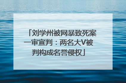 刘学州被网暴致死案一审宣判：两名大V被判构成名誉侵权