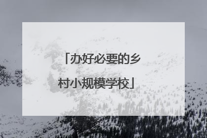 办好必要的乡村小规模学校