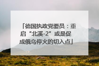德国执政党要员：重启“北溪-2”或是促成俄乌停火的切入点