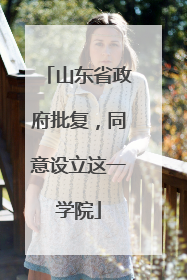 山东省政府批复，同意设立这一学院