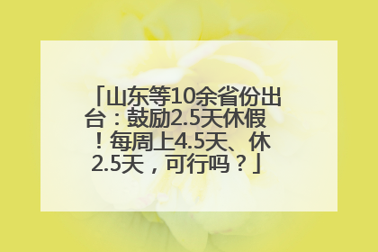 山东等10余省份出台：鼓励2.5天休假！每周上4.5天、休2.5天，可行吗？