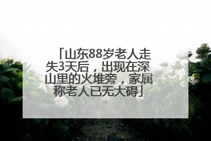 山东88岁老人走失3天后，出现在深山里的火堆旁，家属称老人已无大碍