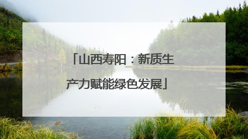 山西寿阳：新质生产力赋能绿色发展