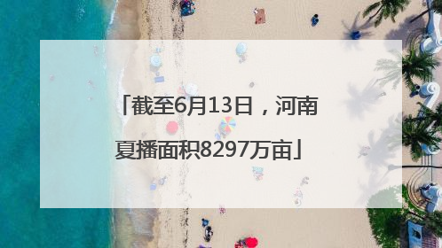 截至6月13日，河南夏播面积8297万亩