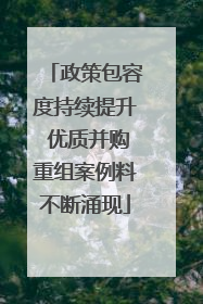 政策包容度持续提升 优质并购重组案例料不断涌现