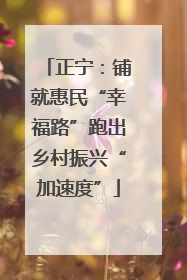 正宁：铺就惠民“幸福路”跑出乡村振兴“加速度”