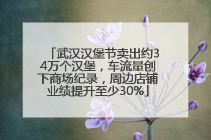 武汉汉堡节卖出约34万个汉堡，车流量创下商场纪录，周边店铺业绩提升至少30%