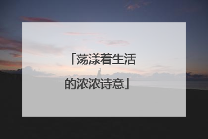 荡漾着生活的浓浓诗意