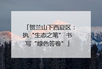 贺兰山下西夏区：执“生态之笔” 书写“绿色答卷”