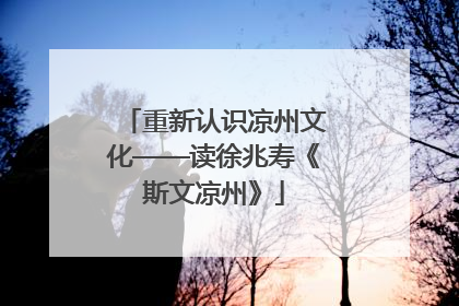 重新认识凉州文化——读徐兆寿《斯文凉州》