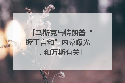马斯克与特朗普“握手言和”内幕曝光，和万斯有关