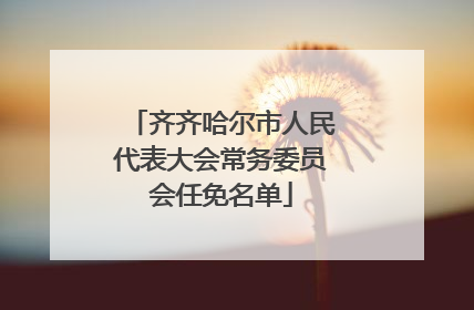 齐齐哈尔市人民代表大会常务委员会任免名单
