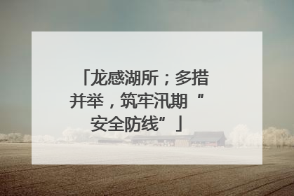 龙感湖所；多措并举，筑牢汛期“安全防线”
