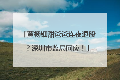 黄杨钿甜爸爸连夜退股？深圳市监局回应！
