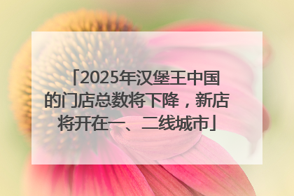 2025年汉堡王中国的门店总数将下降，新店将开在一、二线城市