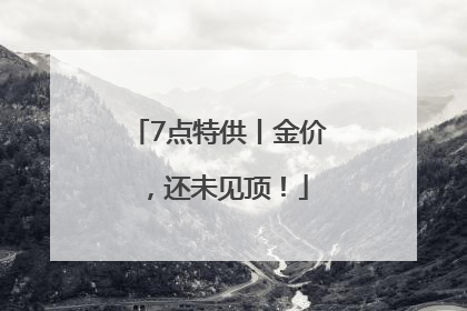 7点特供丨金价，还未见顶！